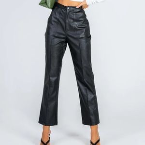 Princess Polly Ecore Leather Pants Black